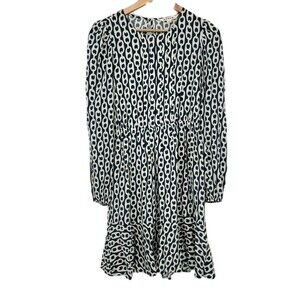 Boden Mini Dress Longsleeve Womens 6R Keyhole Viscose Lightweight Printed Career